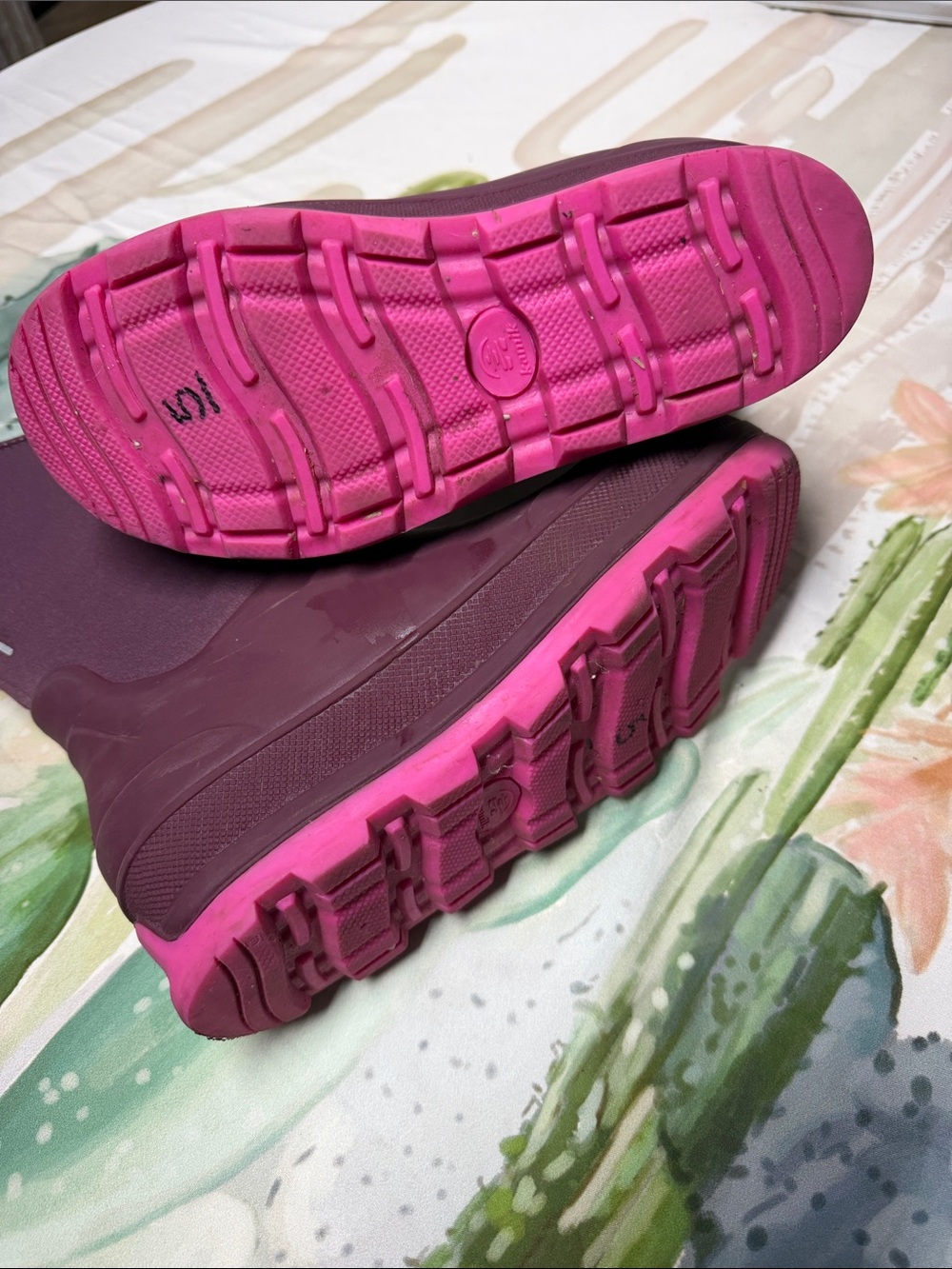 Kamik timber big kids Burgundy and Pink Winter Rain Boots sz 5 - Picture 7 of 9